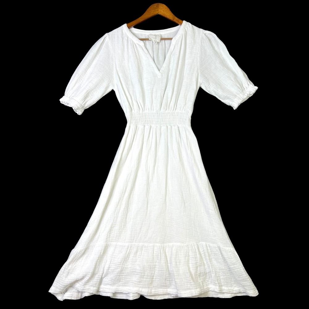 ivory milkmaid dress Joie | Dresses | Joie 0 Cotton Tiered Babydoll Cottage Midi Puff Sleeve S line skirt